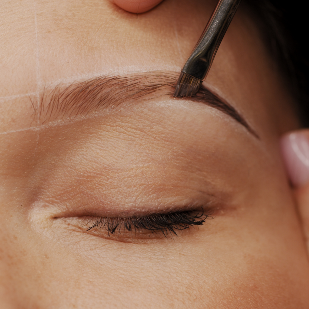 Kosmetikerin färbt Augenbrauen – sanfte Behandlung für vollere, definierte und intensiv betonte Brauen.